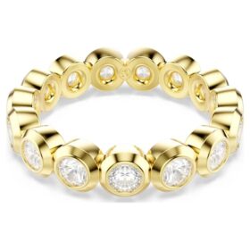 Anillo Imber de corte redondo, blanco, chapado en tono dorado