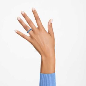 Anillo Matrix con corte baguette, azul, chapado en rodio