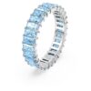 Anillo Matrix con corte baguette, azul, chapado en rodio