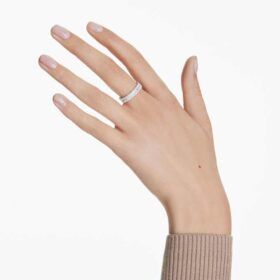 Anillo Matrix con corte baguette, blanco, acabado tono plateado