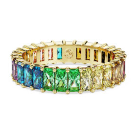 Anillo Matrix con corte baguette, multicolor, chapado en tono dorado