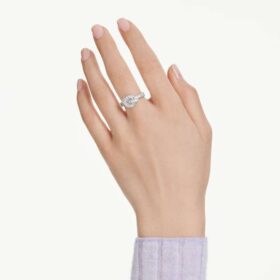 Anillo Matrix con corte baguette, nudo, blanco, chapado en rodio