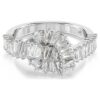 Anillo Matrix con corte baguette, nudo, blanco, chapado en rodio