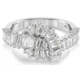 Anillo Matrix con corte baguette, nudo, blanco, chapado en rodio