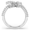 Anillo Matrix con corte baguette, nudo, blanco, chapado en rodio