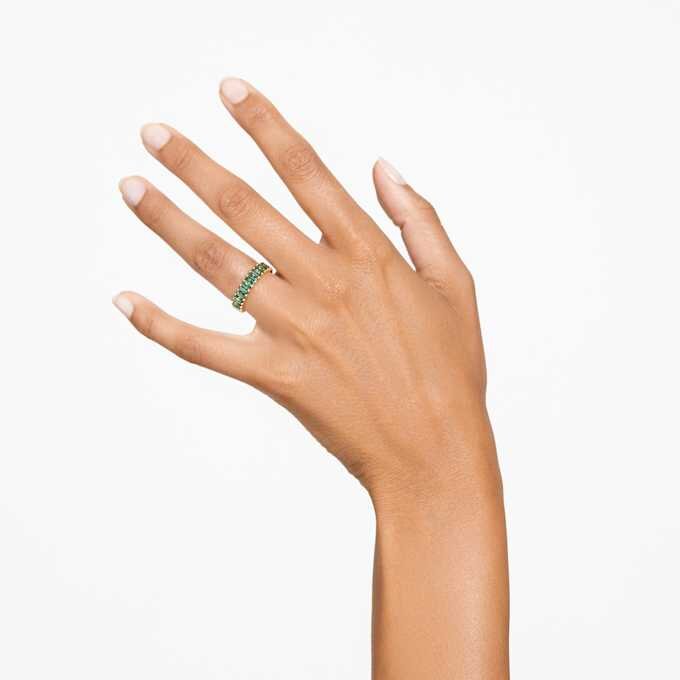 Anillo Matrix con corte baguette, verde, chapado en tono dorado Anillo Matrix con corte baguette, verde, chapado en tono dorado