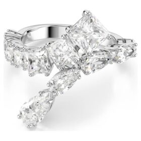 Anillo Matrix con cortes mixtos, blanco, chapado en rodio