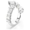 Anillo Matrix con cortes mixtos, blanco, chapado en rodio Anillo Matrix con cortes mixtos, blanco, chapado en rodio