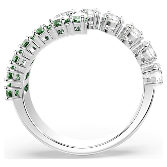 Anillo Matrix con cortes mixtos, verde, chapado en rodio Anillo Matrix con cortes mixtos, verde, chapado en rodio
