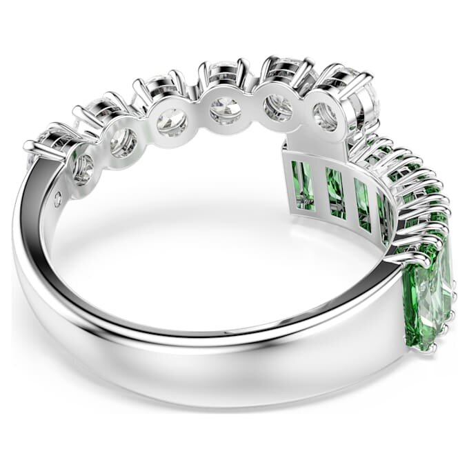 Anillo Matrix con cortes mixtos, verde, chapado en rodio Anillo Matrix con cortes mixtos, verde, chapado en rodio