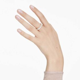 Anillo Matrix de corte ovalado, blanco, chapado en tono dorado