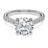 Anillo solitario Eternity con diamantes cultivados en laboratorio, 2,2 Ct en total, forma redonda, oro blanco de 14K