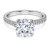 Anillo solitario Eternity con diamantes cultivados en laboratorio, 2,25 Ct en total, forma redonda, oro blanco de 14K