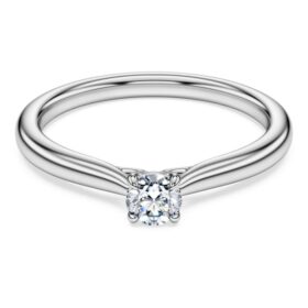 Anillo solitario Eternity con diamantes cultivados en laboratorio de 0,25 quilates en total, forma redonda, plata esterlina Anillo solitario Eternity con diamantes cultivados en laboratorio de 0,25 quilates en total, forma redonda, plata esterlina