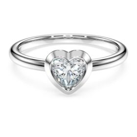 Anillo solitario Eternity con diamantes cultivados en laboratorio de 0,5 ct en total, forma de corazón, plata esterlina Anillo solitario Eternity con diamantes cultivados en laboratorio de 0,5 ct en total, forma de corazón, plata esterlina