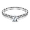 Anillo solitario Eternity con diamantes cultivados en laboratorio de 0,7 ct en total, forma redonda, oro blanco de 14K