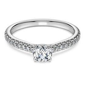 Anillo solitario Eternity con diamantes cultivados en laboratorio de 0,7 ct en total, forma redonda, oro blanco de 14K Anillo solitario Eternity con diamantes cultivados en laboratorio de 0,7 ct en total, forma redonda, oro blanco de 14K