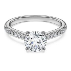 Anillo solitario Eternity con diamantes cultivados en laboratorio de 1,2 Ct en total, forma redonda, oro blanco de 14K Anillo solitario Eternity con diamantes cultivados en laboratorio de 1,2 Ct en total, forma redonda, oro blanco de 14K