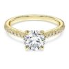 Anillo solitario Eternity con diamantes cultivados en laboratorio de 1,2 quilates en total, forma redonda, oro amarillo de 14K