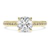 Anillo solitario Eternity con diamantes cultivados en laboratorio de 1,2 quilates en total, forma redonda, oro amarillo de 14K