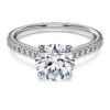 Anillo solitario Eternity con diamantes cultivados en laboratorio de 1,7 quilates en total, forma redonda, oro blanco de 14K