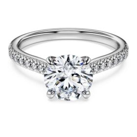 Anillo solitario Eternity con diamantes cultivados en laboratorio de 1,7 quilates en total, forma redonda, oro blanco de 14K Anillo solitario Eternity con diamantes cultivados en laboratorio de 1,7 quilates en total, forma redonda, oro blanco de 14K