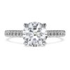 Anillo solitario Eternity con diamantes cultivados en laboratorio de 1,7 quilates en total, forma redonda, oro blanco de 14K