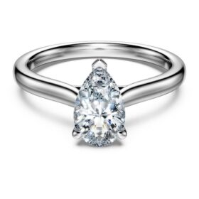 Anillo solitario Eternity con diamantes cultivados en laboratorio de 1 Ct Tw, forma de pera, oro blanco de 14K Anillo solitario Eternity con diamantes cultivados en laboratorio de 1 Ct Tw, forma de pera, oro blanco de 14K