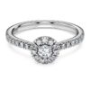 Anillo solitario Eternity Halo con diamantes cultivados en laboratorio de 0,45 ct en total, forma redonda, plata esterlina Anillo solitario Eternity Halo con diamantes cultivados en laboratorio de 0,45 ct en total, forma redonda, plata esterlina