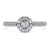 Anillo solitario Eternity Halo con diamantes cultivados en laboratorio de 0,45 ct en total, forma redonda, plata esterlina Anillo solitario Eternity Halo con diamantes cultivados en laboratorio de 0,45 ct en total, forma redonda, plata esterlina