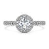 Anillo solitario Eternity Halo con diamantes cultivados en laboratorio de 0,8 ct en total, forma redonda, oro blanco de 14K