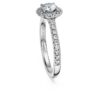 Anillo solitario Eternity Halo con diamantes cultivados en laboratorio de 0,8 ct en total, forma redonda, oro blanco de 14K