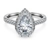 Anillo solitario Eternity Halo con diamantes cultivados en laboratorio de 1,3 quilates en total, forma de pera, oro blanco de 14K Anillo solitario Eternity Halo con diamantes cultivados en laboratorio de 1,3 quilates en total, forma de pera, oro blanco de 14K