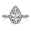 Anillo solitario Eternity Halo con diamantes cultivados en laboratorio de 1,3 quilates en total, forma de pera, oro blanco de 14K Anillo solitario Eternity Halo con diamantes cultivados en laboratorio de 1,3 quilates en total, forma de pera, oro blanco de 14K