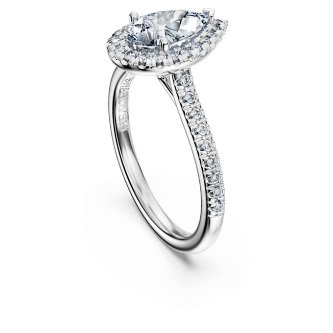 Anillo solitario Eternity Halo con diamantes cultivados en laboratorio de 1,3 quilates en total, forma de pera, oro blanco de 14K Anillo solitario Eternity Halo con diamantes cultivados en laboratorio de 1,3 quilates en total, forma de pera, oro blanco de 14K