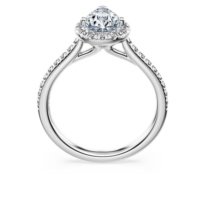 Anillo solitario Eternity Halo con diamantes cultivados en laboratorio de 1,3 quilates en total, forma de pera, oro blanco de 14K Anillo solitario Eternity Halo con diamantes cultivados en laboratorio de 1,3 quilates en total, forma de pera, oro blanco de 14K