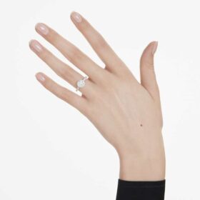 Anillo solitario Eternity Halo con diamantes cultivados en laboratorio de 1,33 ct en total, forma redonda, oro blanco de 14K Anillo solitario Eternity Halo con diamantes cultivados en laboratorio de 1,33 ct en total, forma redonda, oro blanco de 14K