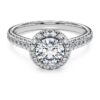 Anillo solitario Eternity Halo con diamantes cultivados en laboratorio de 1,33 ct en total, forma redonda, oro blanco de 14K
