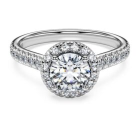 Anillo solitario Eternity Halo con diamantes cultivados en laboratorio de 1,33 ct en total, forma redonda, oro blanco de 14K Anillo solitario Eternity Halo con diamantes cultivados en laboratorio de 1,33 ct en total, forma redonda, oro blanco de 14K