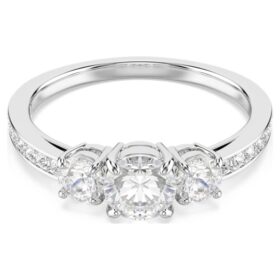 Anillo Stilla Attract de corte redondo, blanco, acabado plateado Anillo Stilla Attract de corte redondo, blanco, acabado plateado