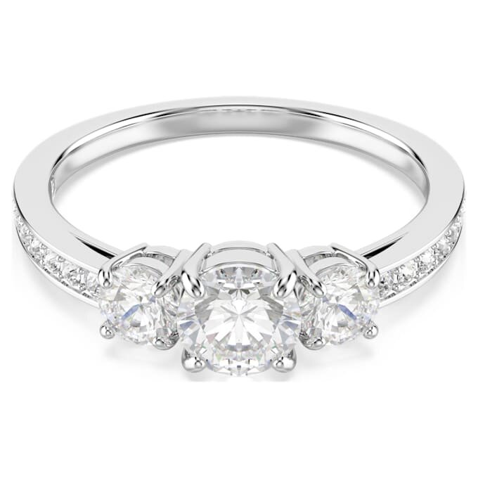 Anillo Stilla Attract de corte redondo, blanco, acabado plateado Anillo Stilla Attract de corte redondo, blanco, acabado plateado