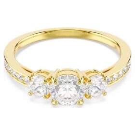 Anillo Stilla Attract de corte redondo, blanco, chapado en tono dorado Anillo Stilla Attract de corte redondo, blanco, chapado en tono dorado