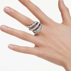 Anillo Swan de la colección Vienna, blanco, chapado en rutenio Anillo Swan de la colección Vienna, blanco, chapado en rutenio