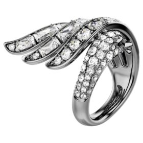 Anillo Swan de la colección Vienna, blanco, chapado en rutenio Anillo Swan de la colección Vienna, blanco, chapado en rutenio