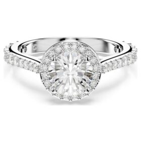 Anillo Una Angelic, corte redondo, blanco, acabado tono plateado Anillo Una Angelic, corte redondo, blanco, acabado tono plateado