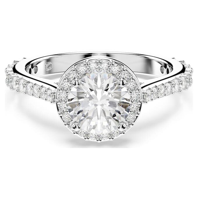 Anillo Una Angelic, corte redondo, blanco, acabado tono plateado Anillo Una Angelic, corte redondo, blanco, acabado tono plateado