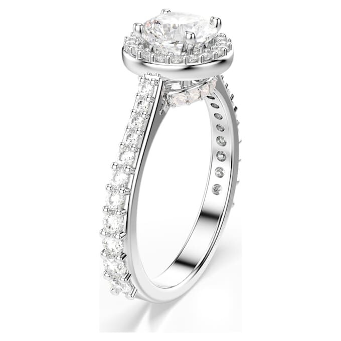 Anillo Una Angelic, corte redondo, blanco, acabado tono plateado Anillo Una Angelic, corte redondo, blanco, acabado tono plateado