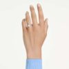 Anillo Una con motivo angelical, cortes mixtos, corazón, blanco, chapado en rodio