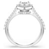 Anillo Una con motivo angelical, cortes mixtos, corazón, blanco, chapado en rodio