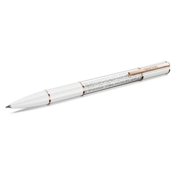 Bolígrafo Crystalline blanco, chapado en tono oro rosa Bolígrafo Crystalline blanco, chapado en tono oro rosa